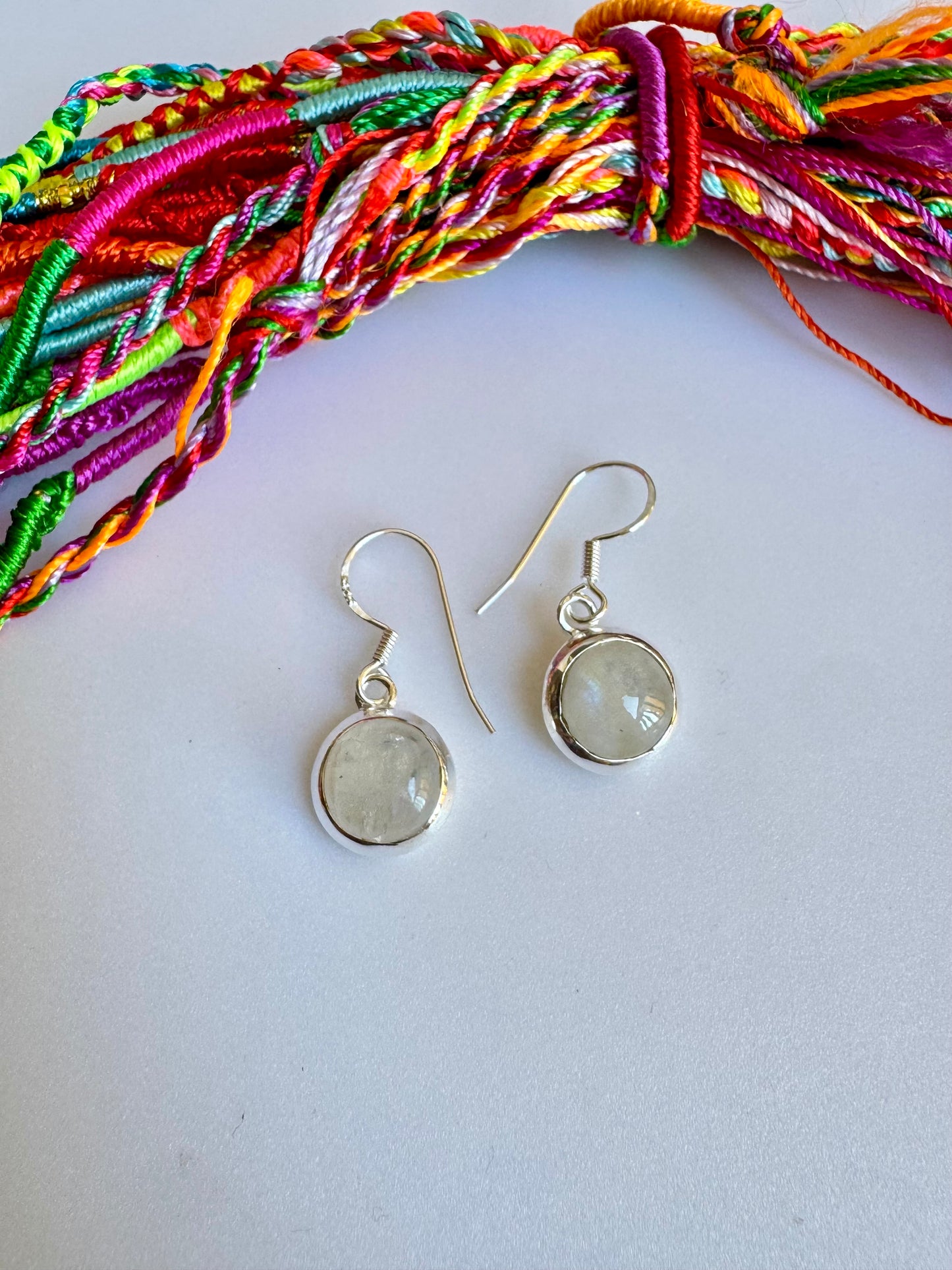 925 Silver Rainbow Moonstone Earrings D13