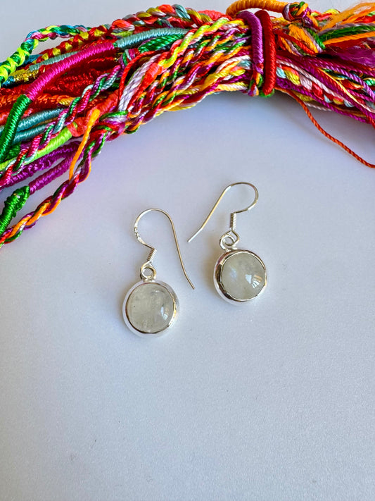 925 Silver Rainbow Moonstone Earrings D13