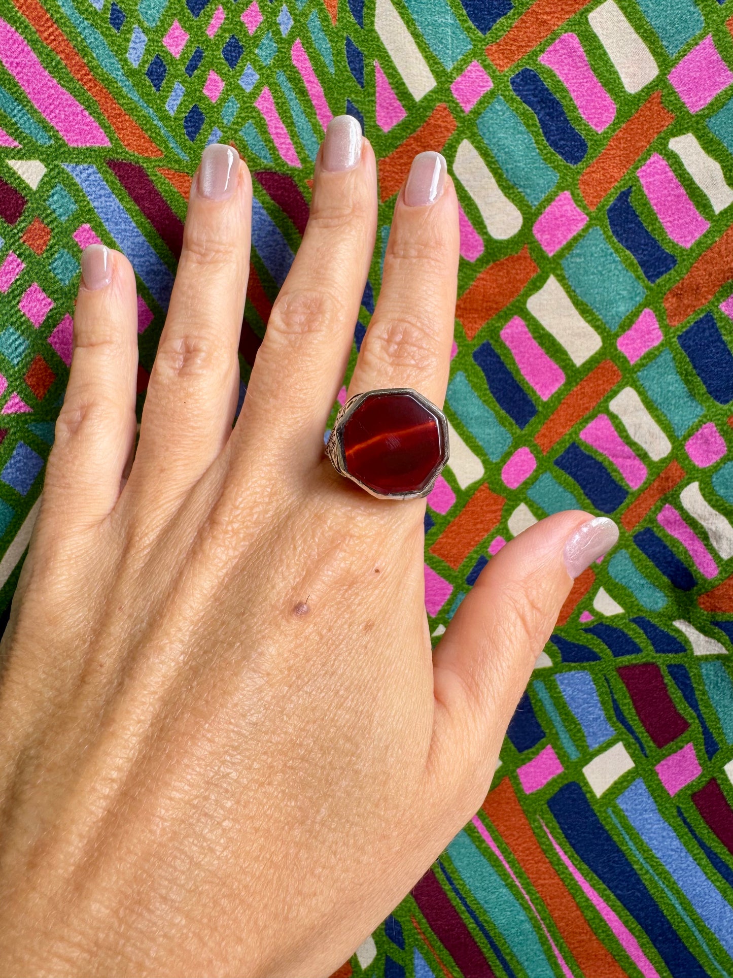 Antique vintage agate stone ring