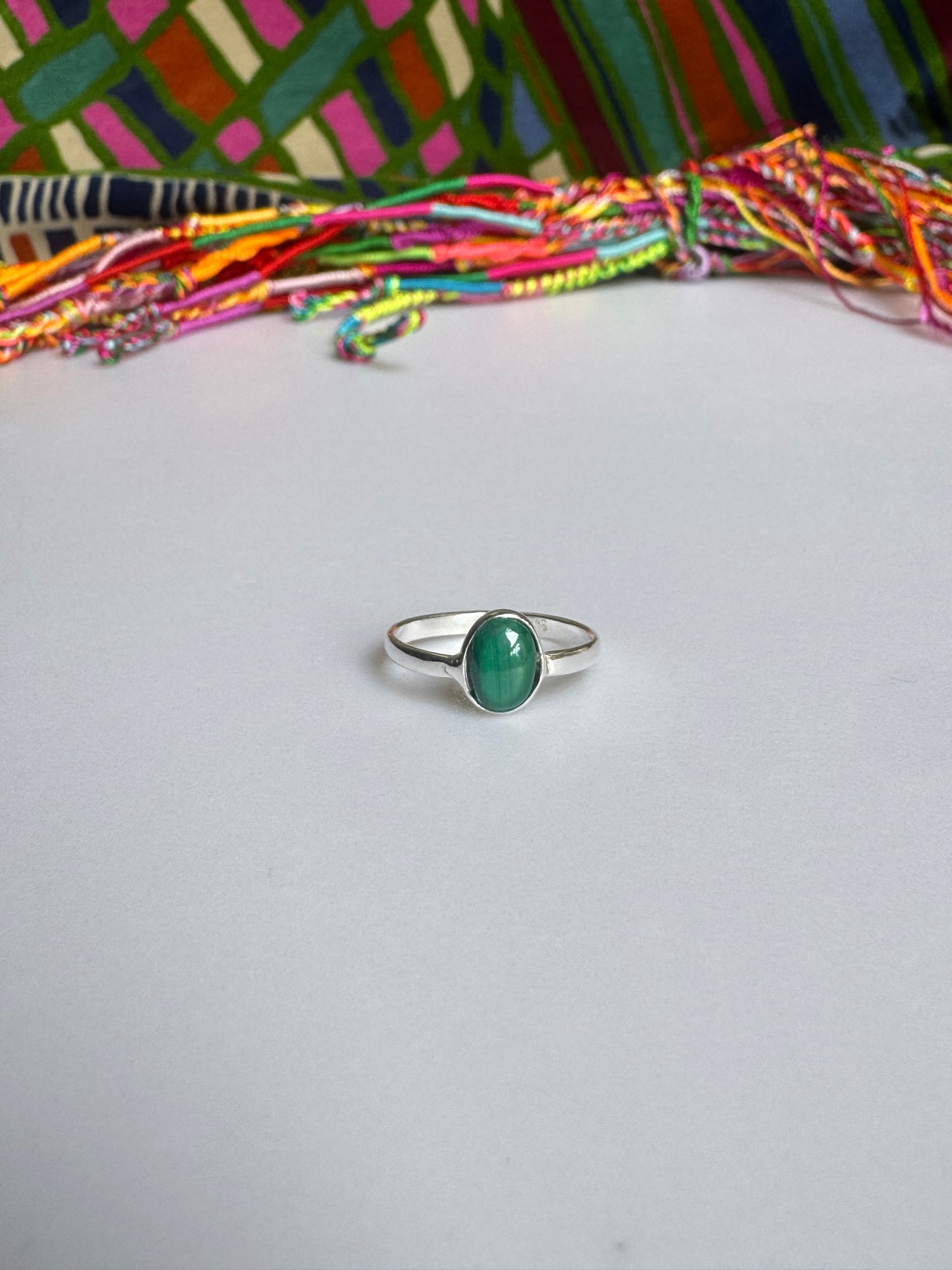 925 silver malachite ring size 11/12- G19