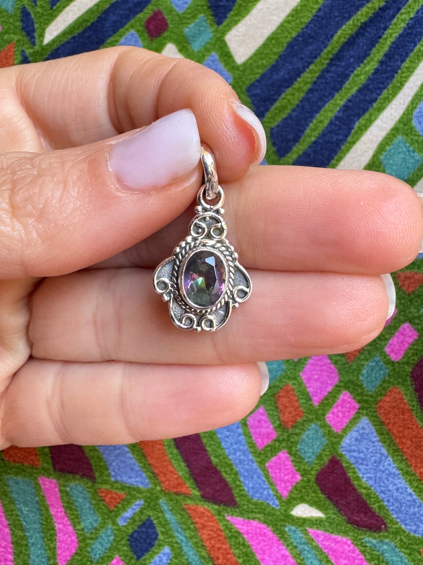 925 silver pendant mystic stone C75