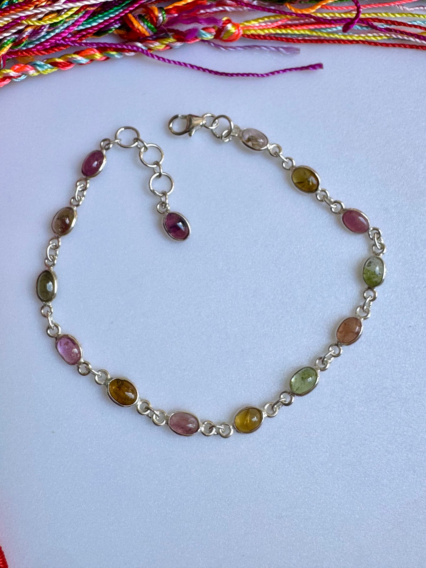 925 Silber Turmalin Armband B49