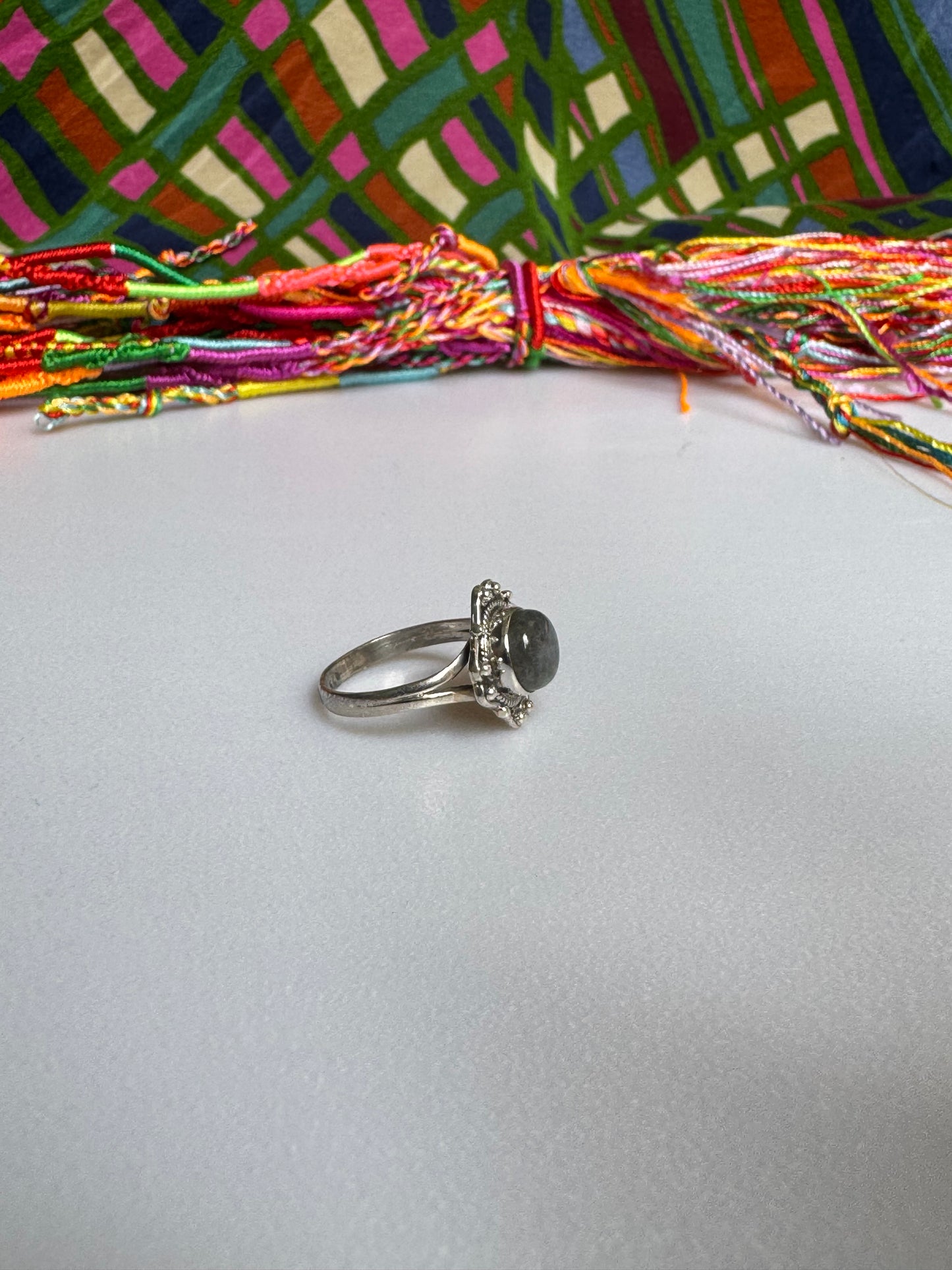 Labradoritring aus 925er Sterlingsilber, Größe 15 - 3LA