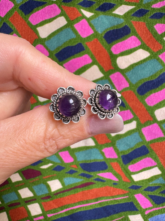925 silver amethyst stud earrings