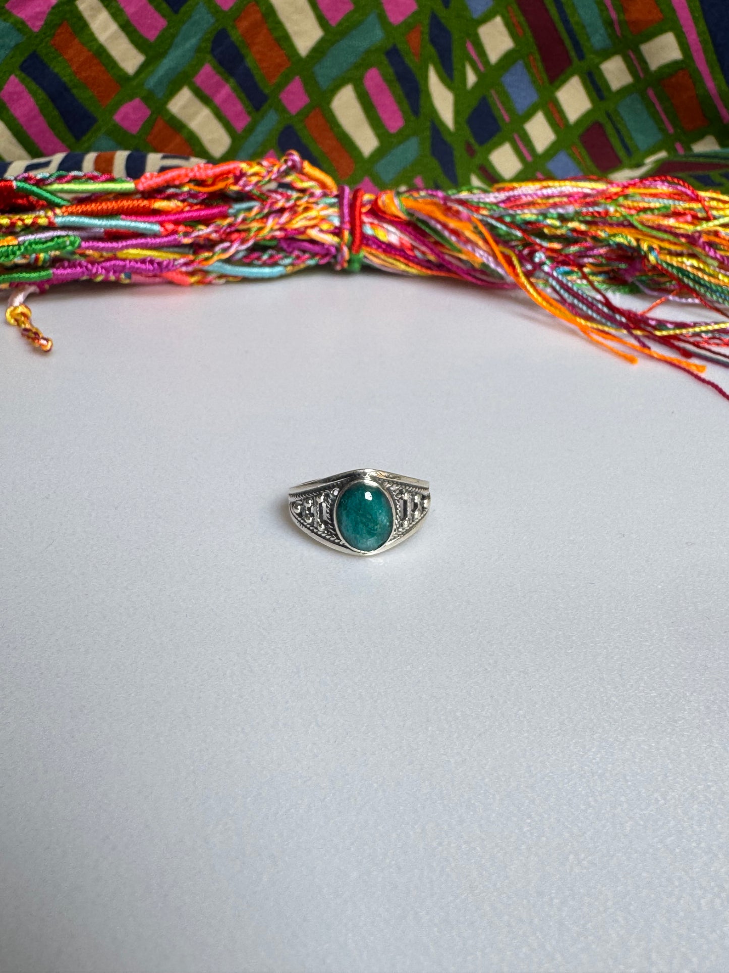 925 silver ring with emerald root size 16 -