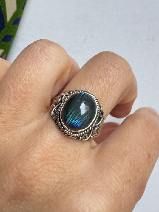 Anello argento 925 labradorite misura 17/18 - 32SZ