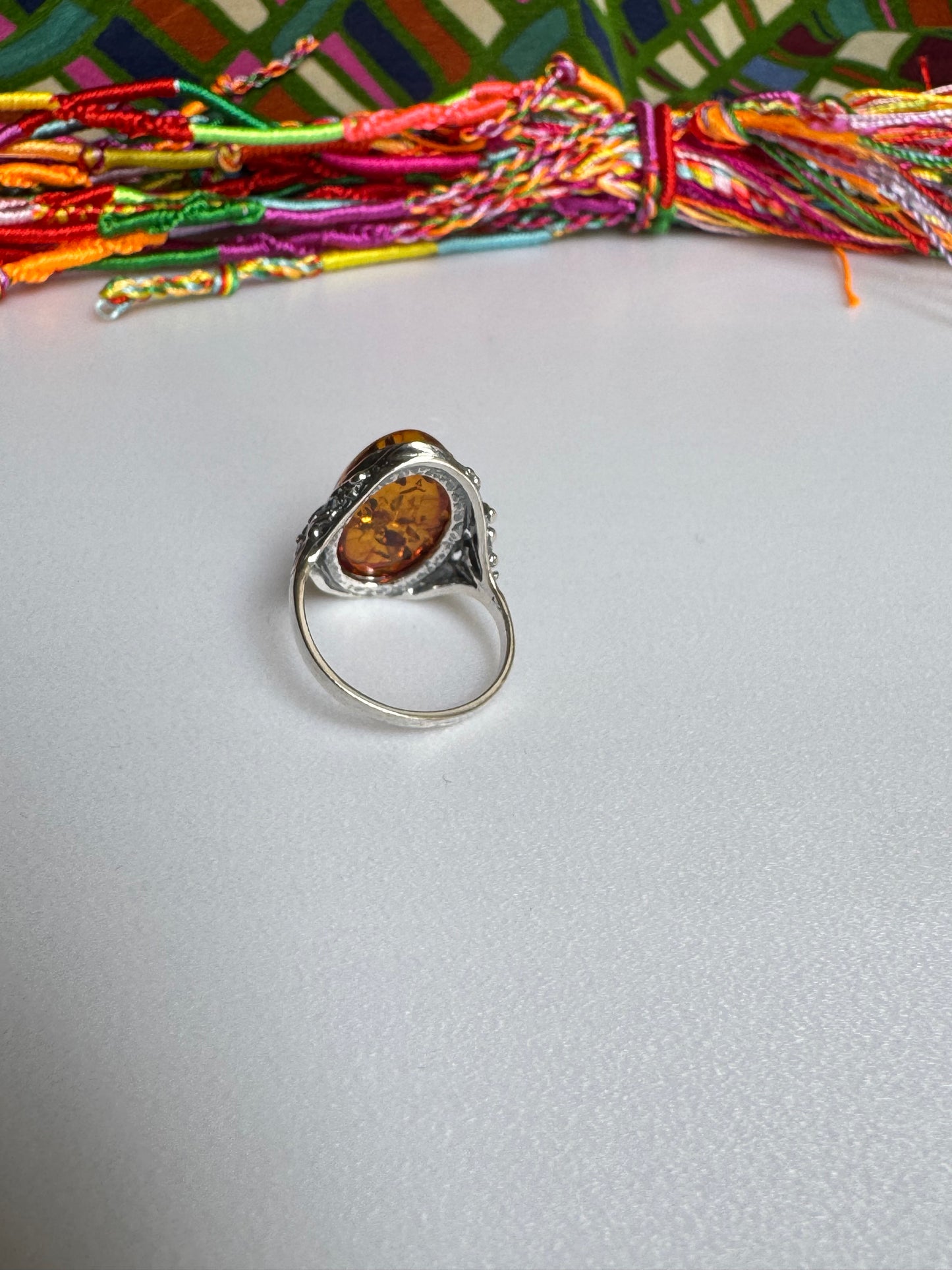 925 silver amber ring size 18 - 40A
