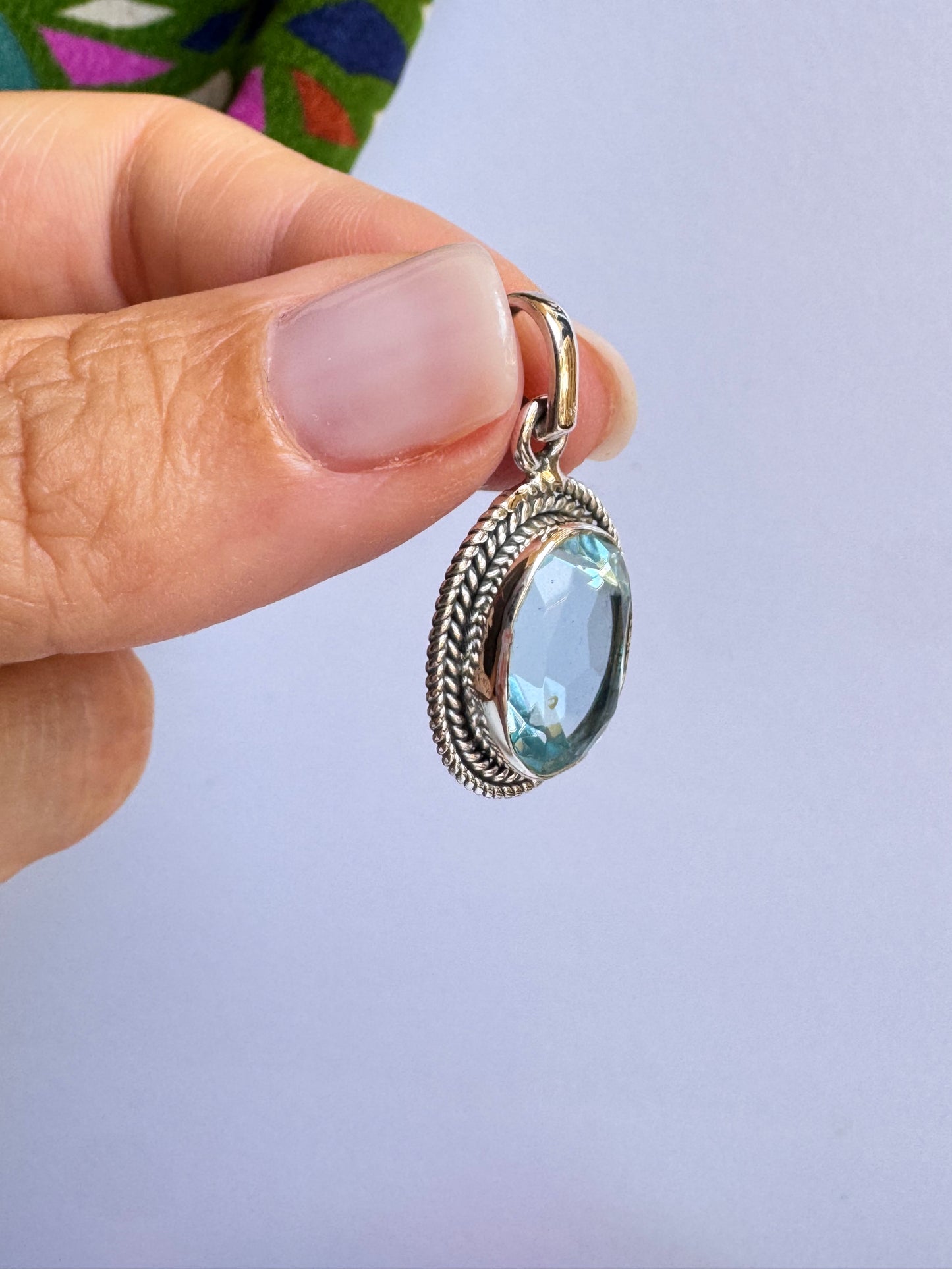 Ciondolo pendente argento 925 acquamarina 35K