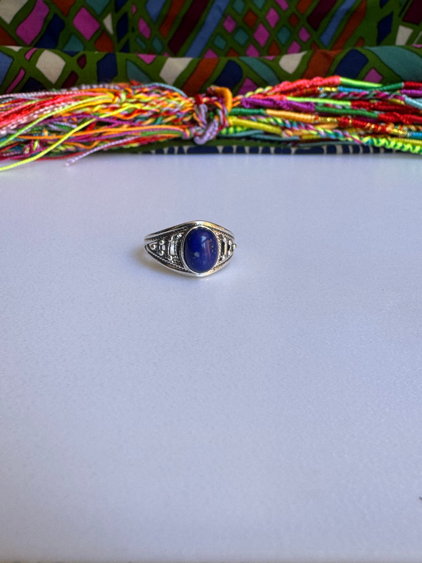 925 silver lapis lazuli ring size 15/16 - G49