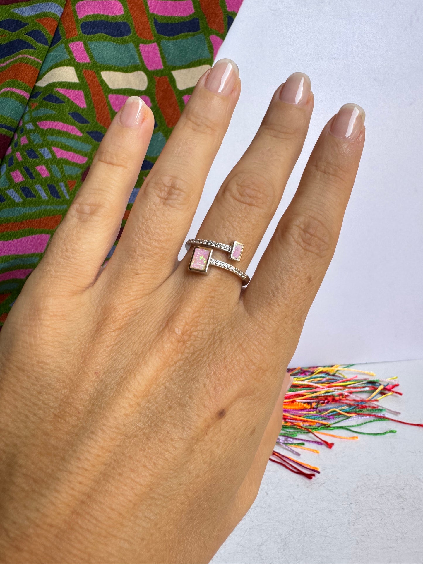 Anello argento 925 opale rosa misura 17  18OP