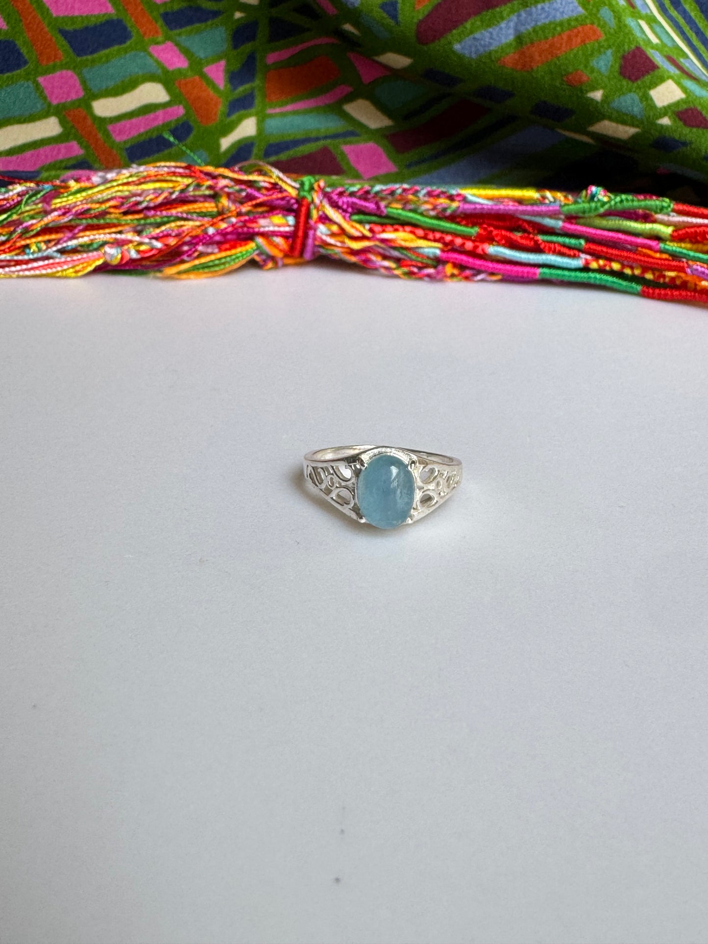 925 silver aquamarine ring size 19 - 7L