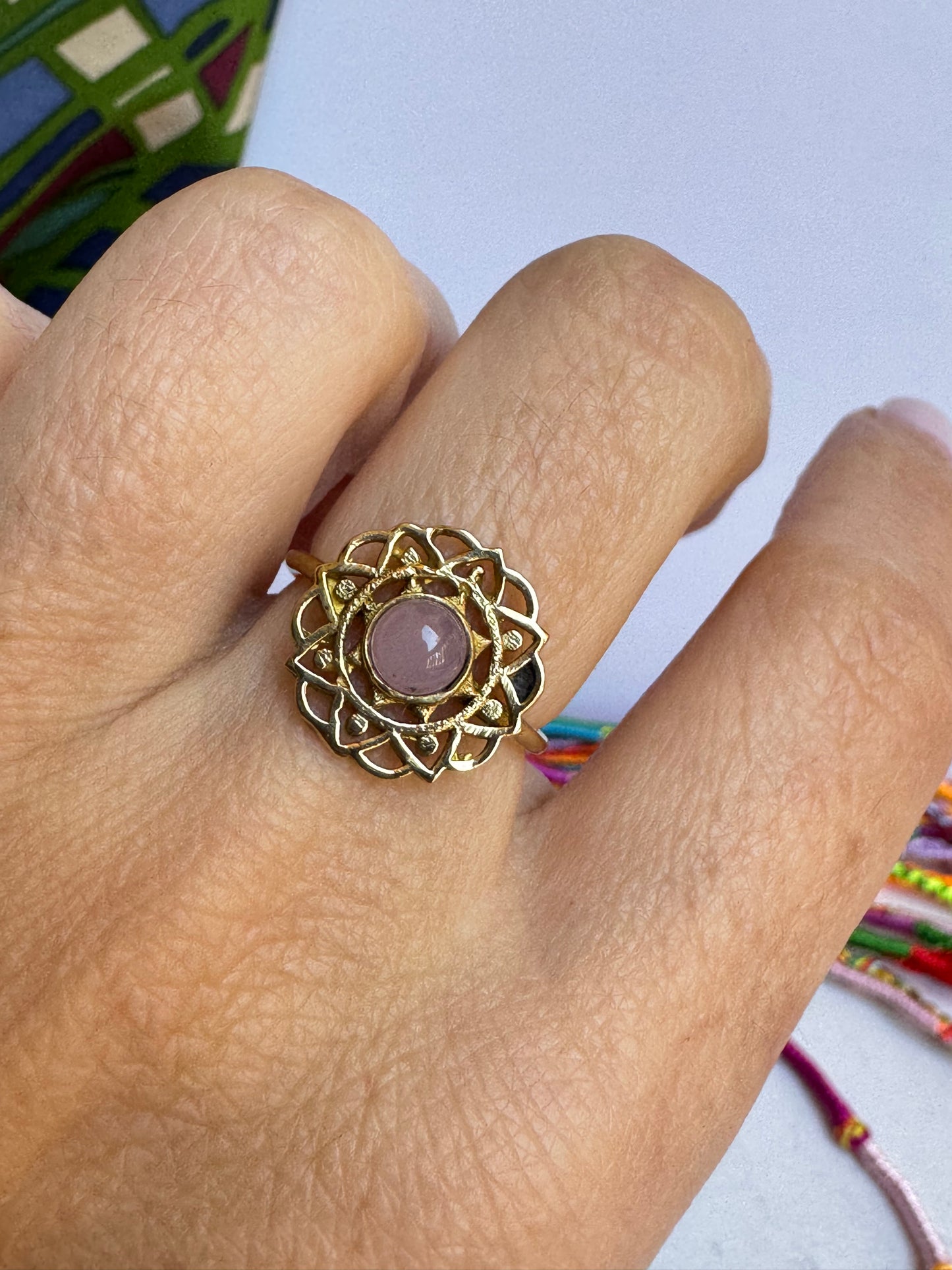 Anello boho dorato rosa