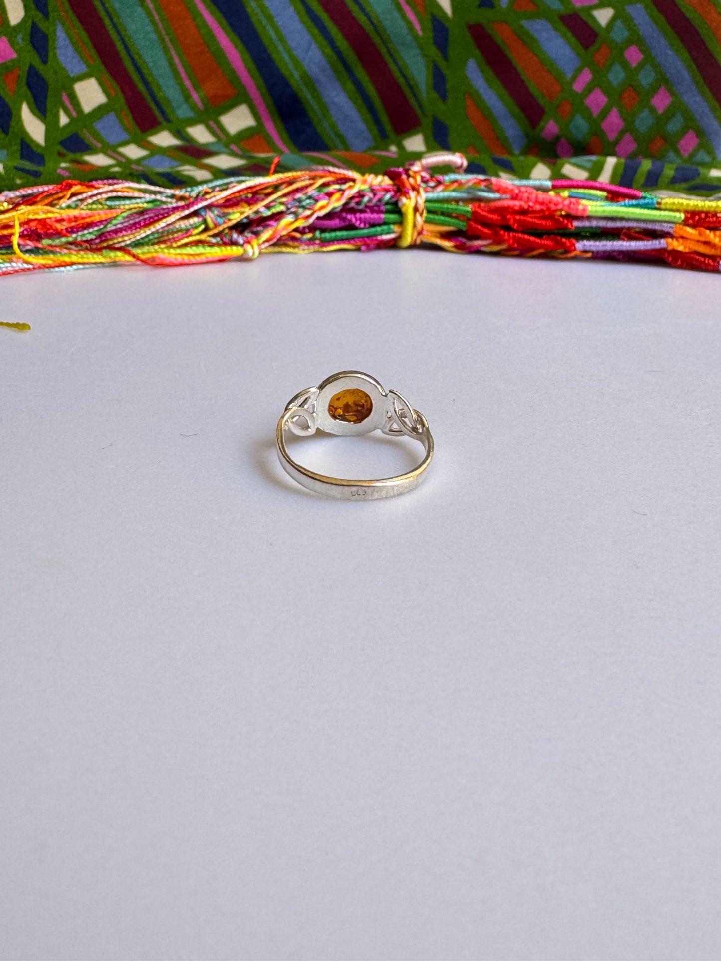 925 silver amber ring size 12 26A