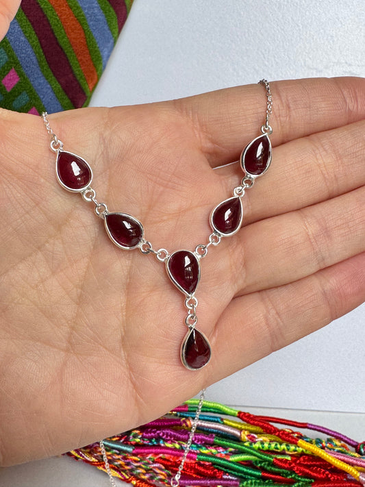 Collana argento 925 granato