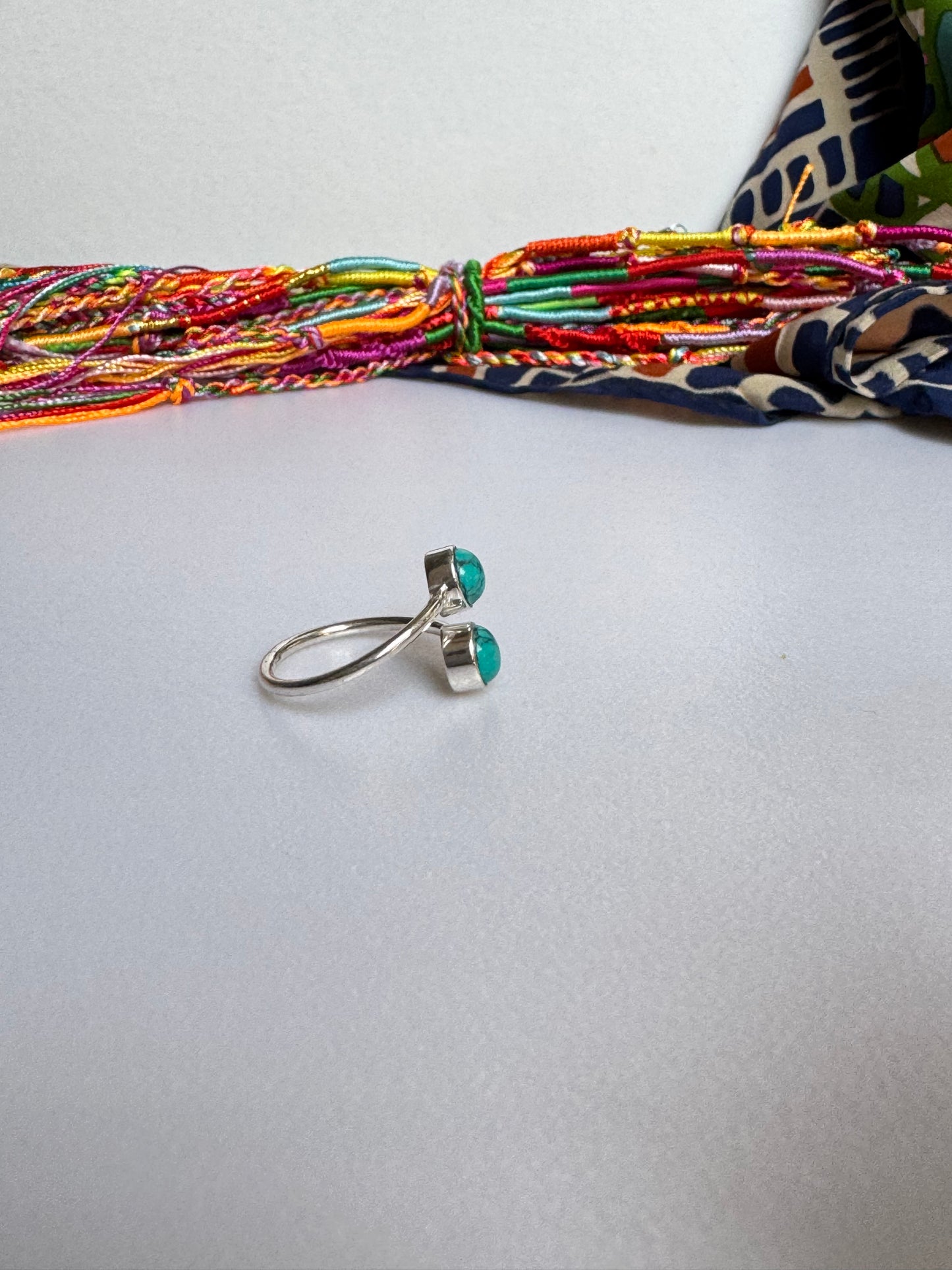 Anello argento925 turquenite turchese regolabile da misura 15 - HO5