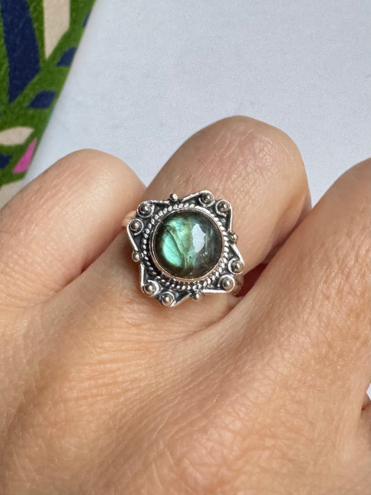 Anello argento 925 labradorite misura 12/13 - 31SZ