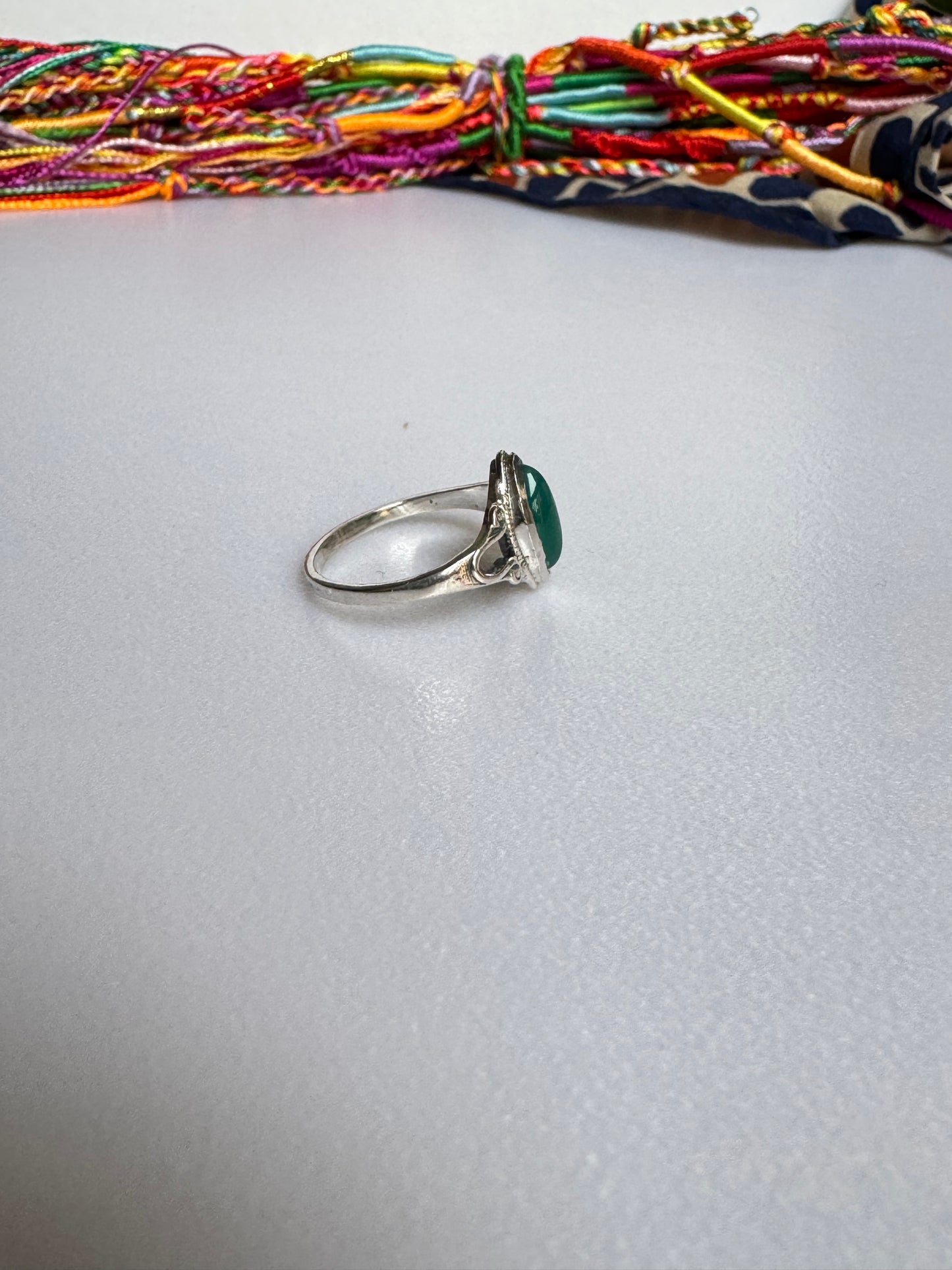 Anello argento 925 onice verde misura 13 M15