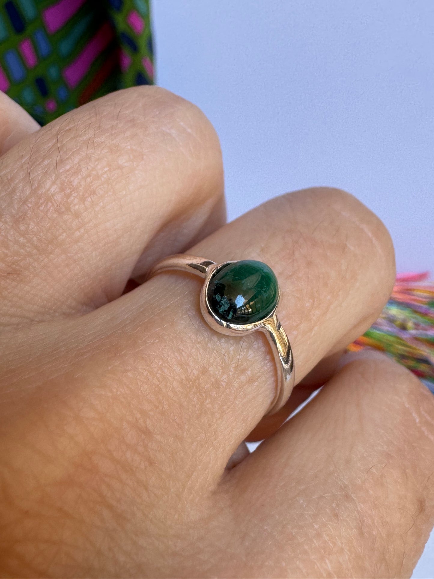 Anello argento 925 malachite misura 15 8WE difettato