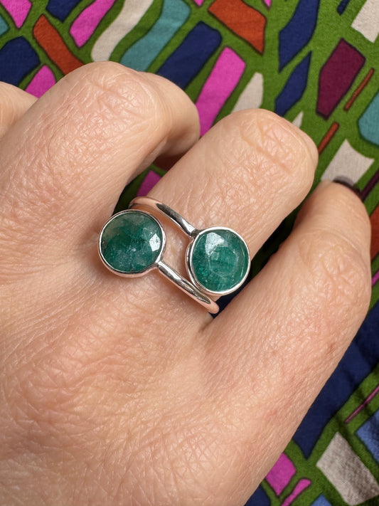 925 Silberring mit Smaragdwurzel verstellbar Größe 12,5- F24
