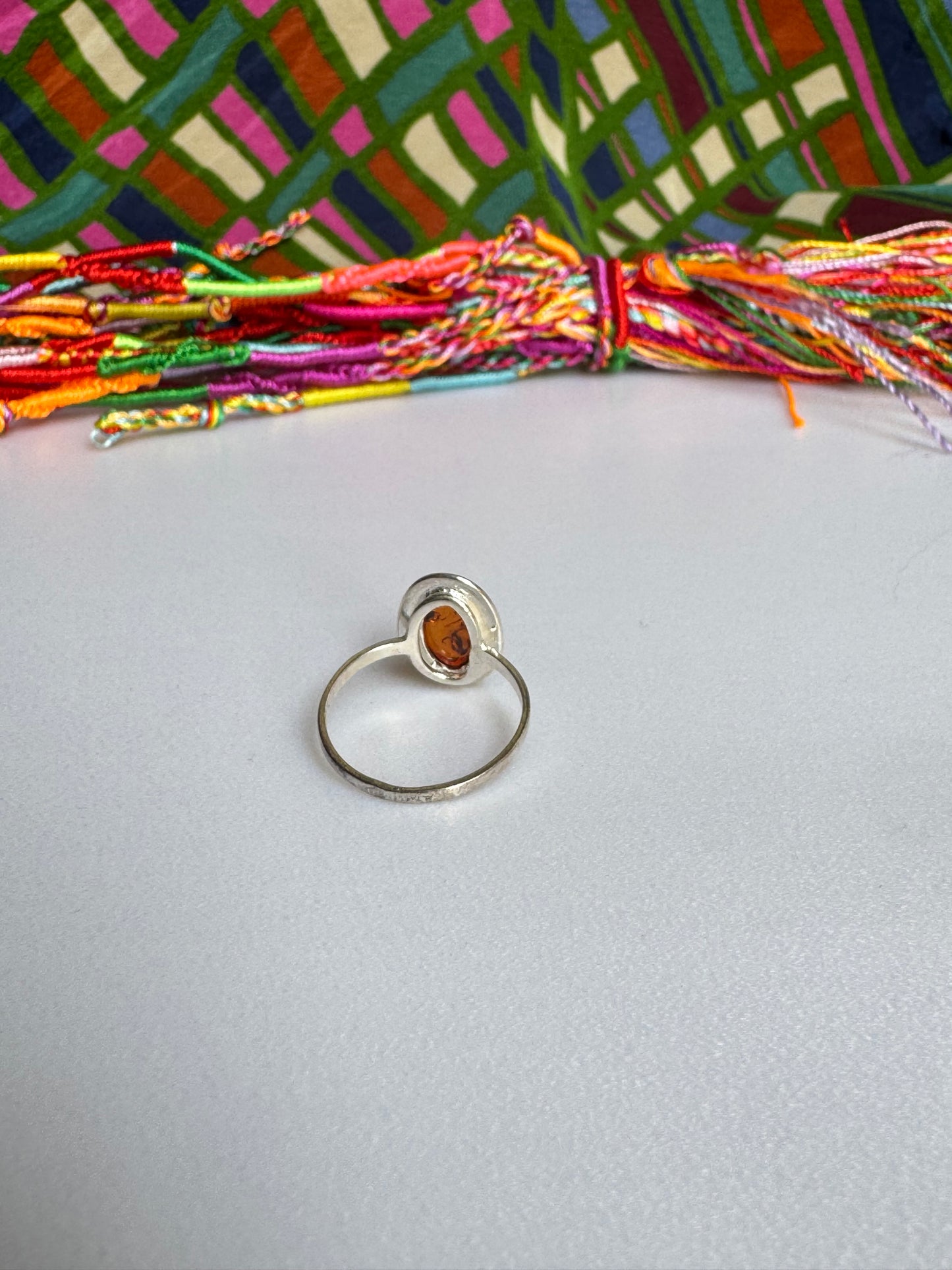 925 silver amber ring size 18 - 39A