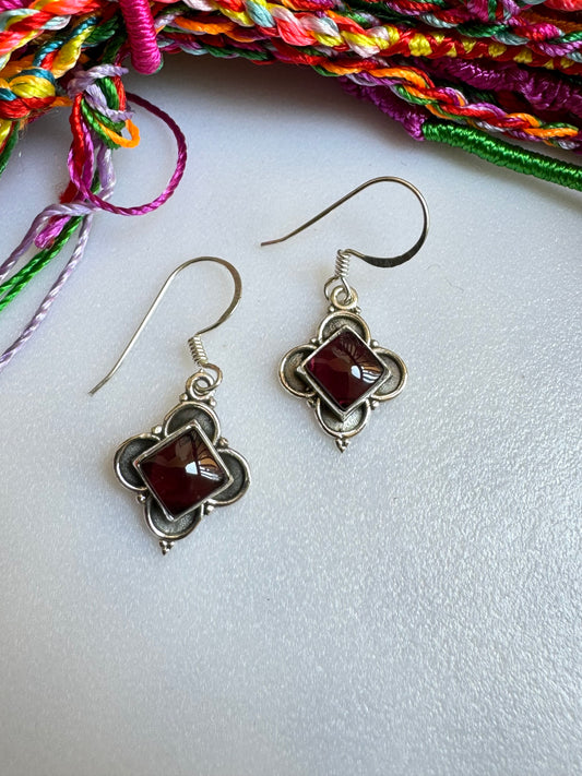 925 garnet silver earrings