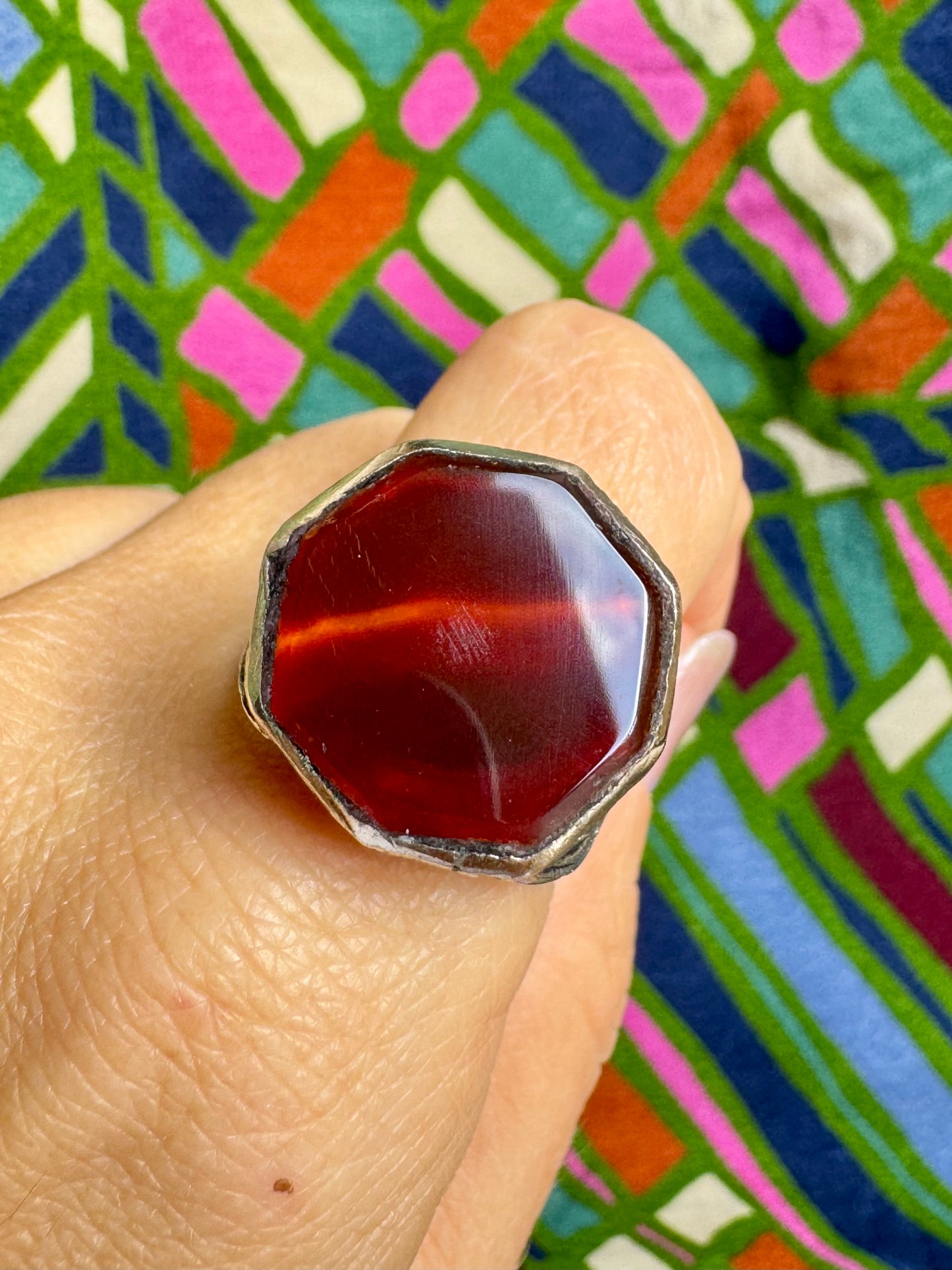 Antique vintage agate stone ring