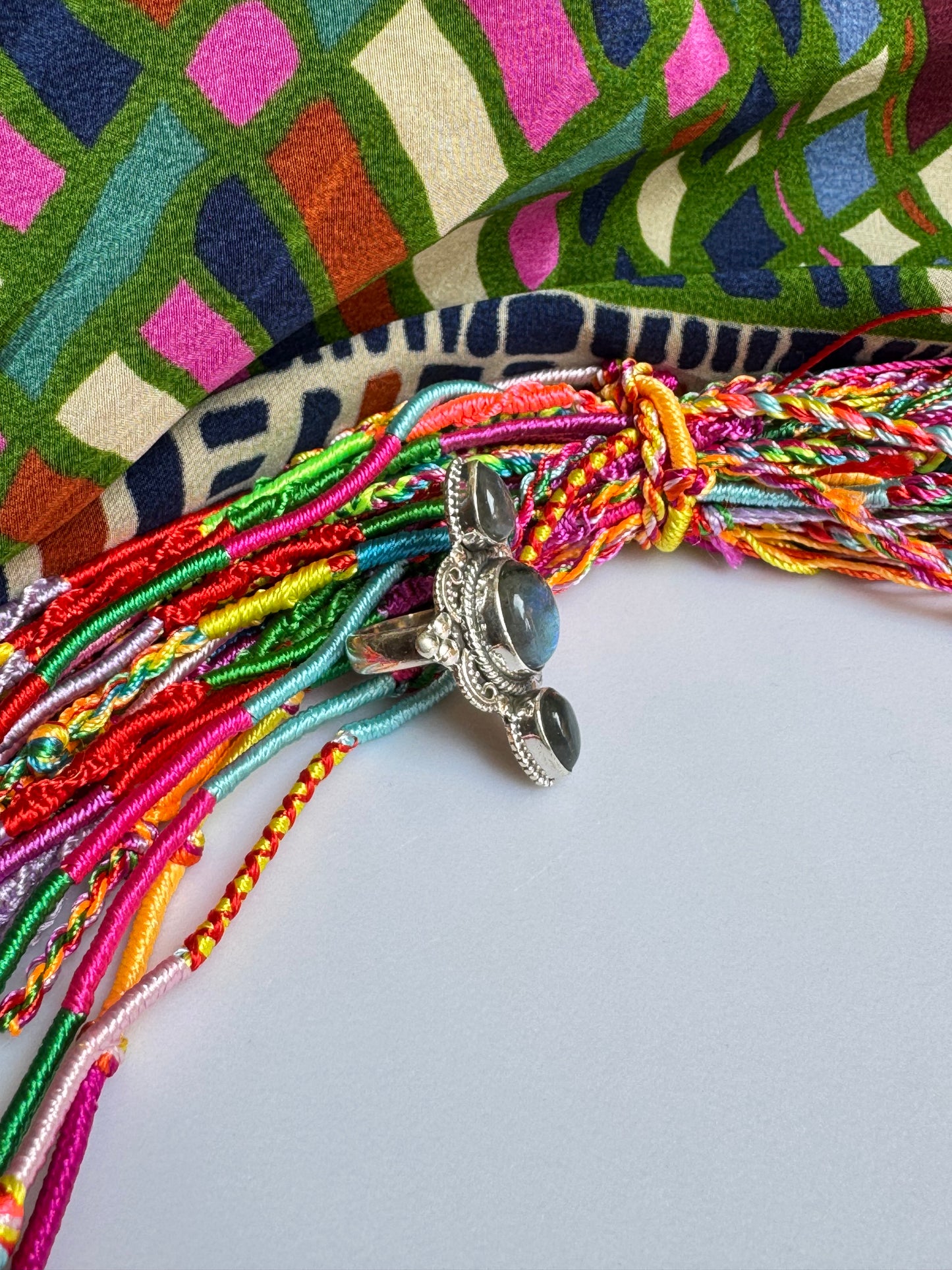 925 Silber Labradorit Ring Größe 11/12 - X81