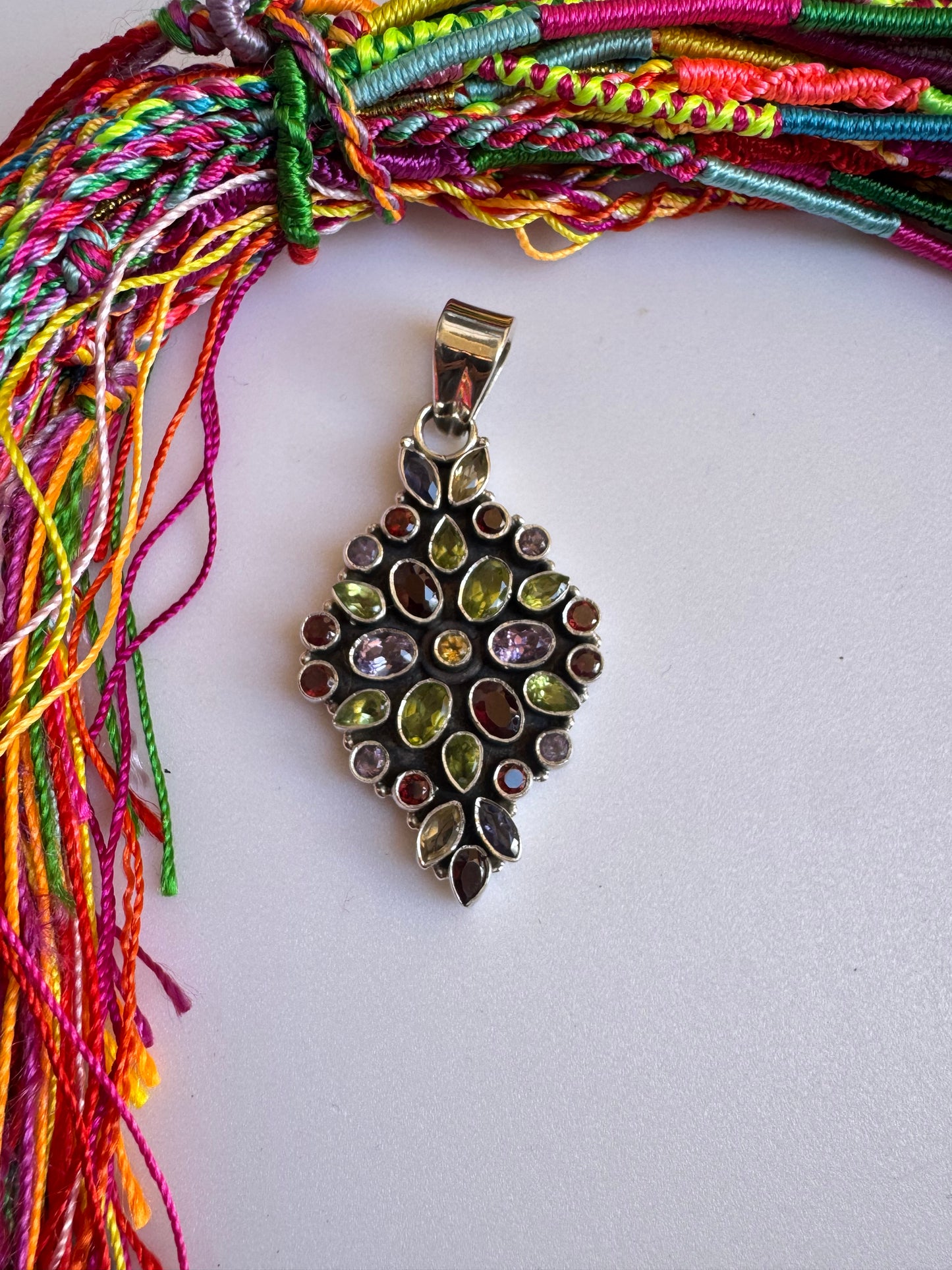 925 silver multi-stone pendant 20L