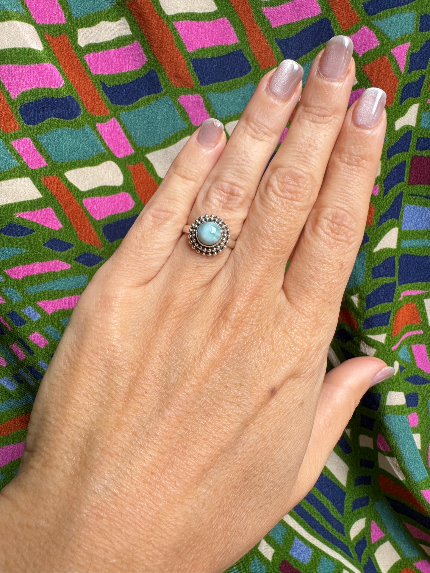 925 silver larimar ring size 10/11 2L