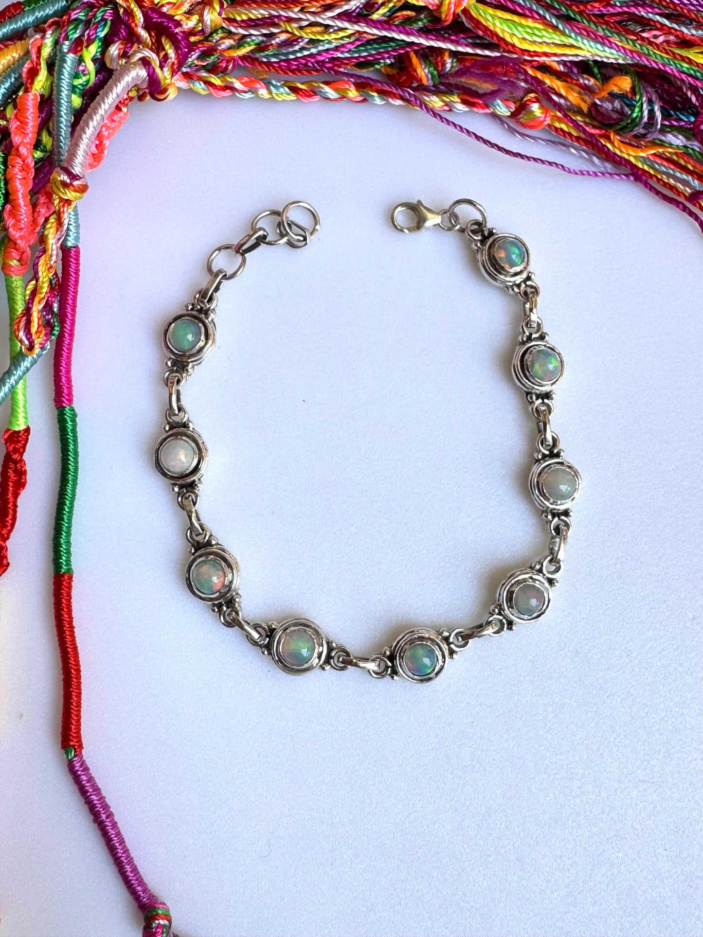 925 Silber Armband mit weißem Opal B51