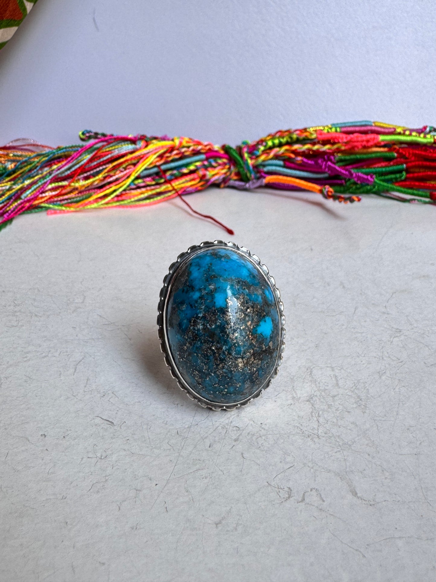 Anello argento 925 copper turquoise turchese misura 28 8V