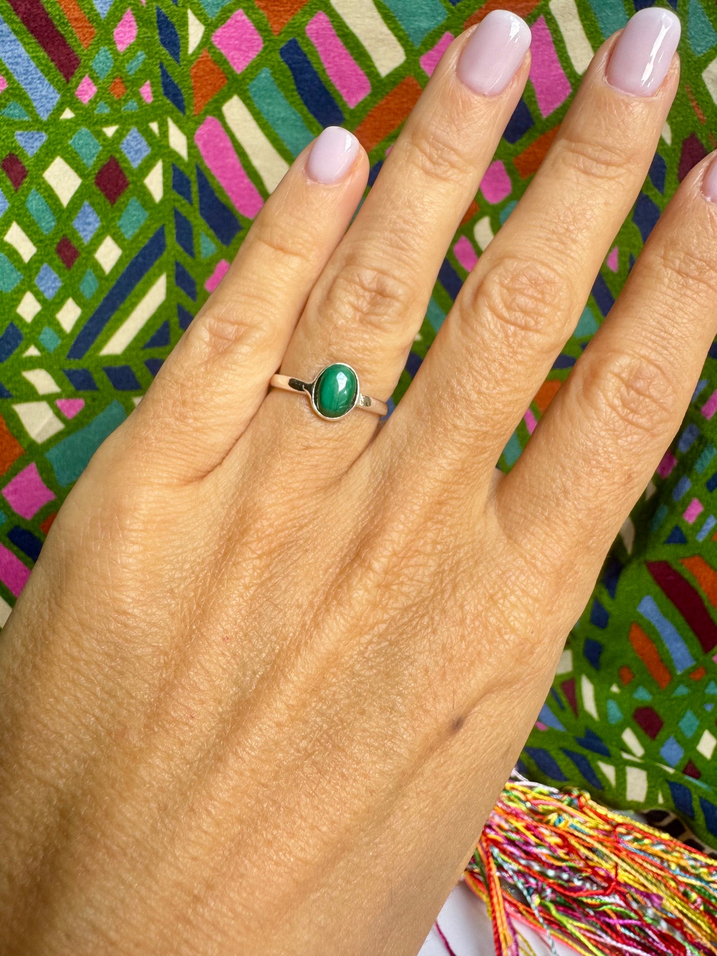 925 silver malachite ring size 11/12- G19