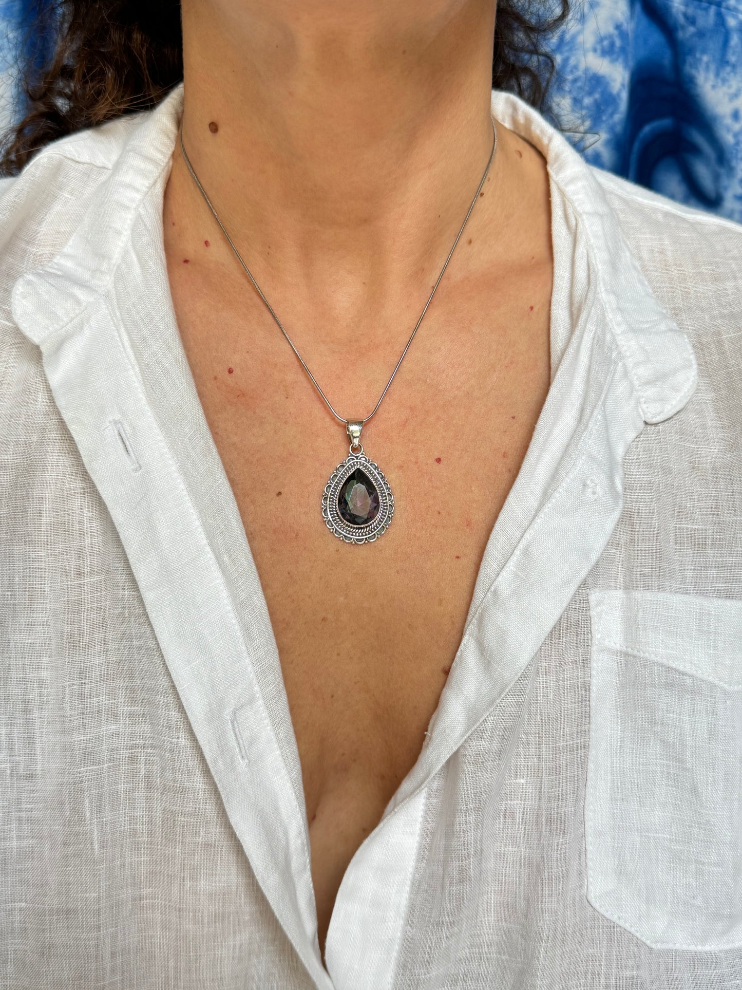 925 silver mystic stone pendant F37