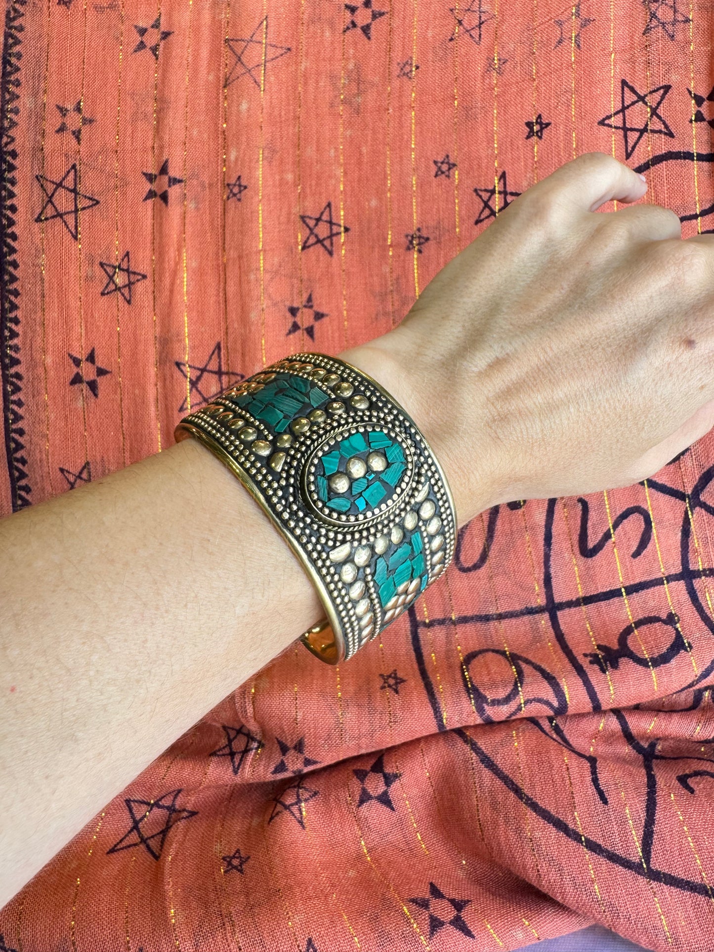 Nepalese green mosaic bracelet