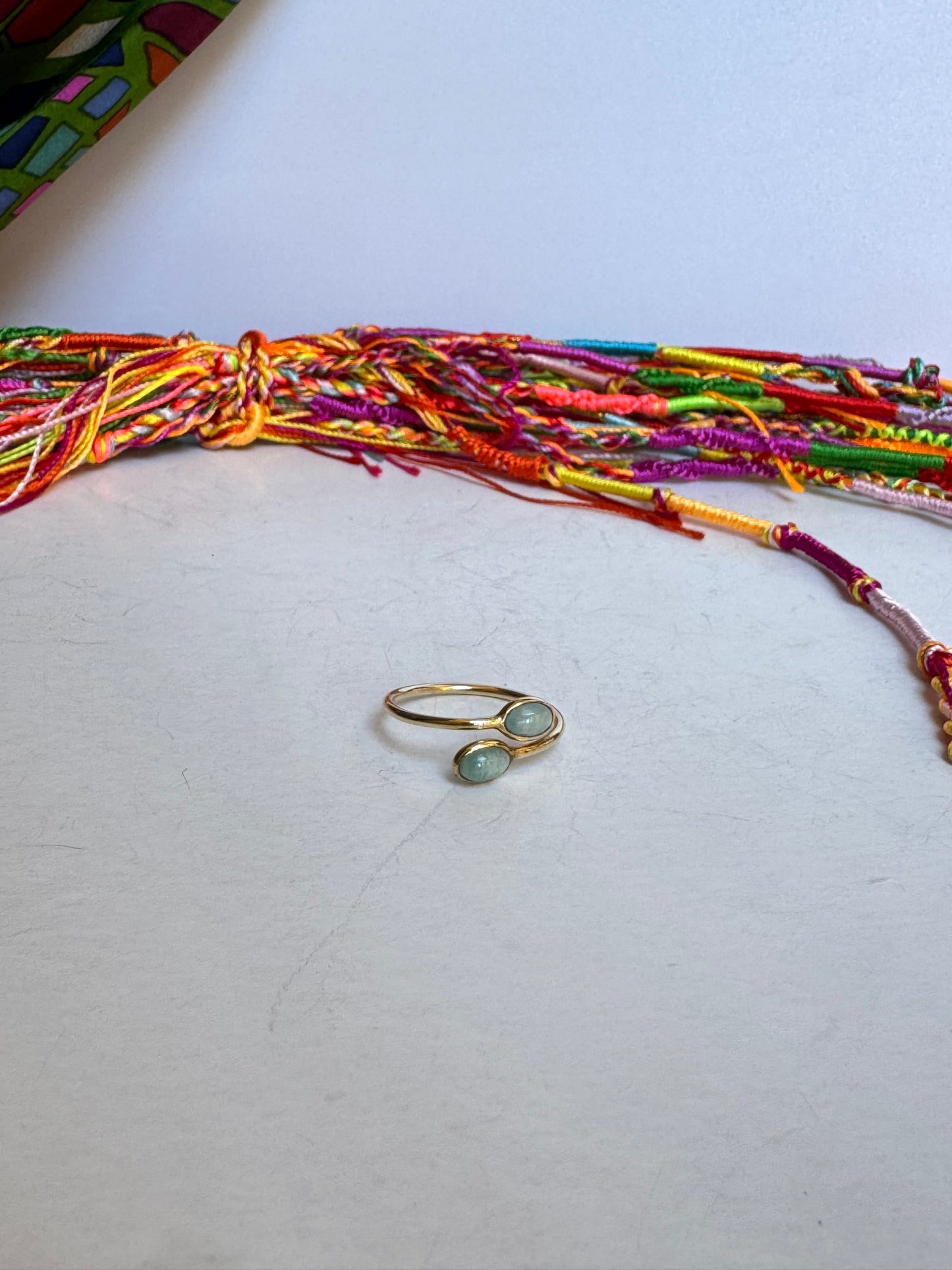 Anello boho dorato amazzonite