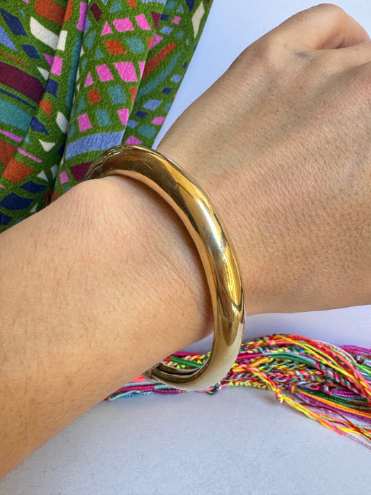Bracciale dorato liscio doppio