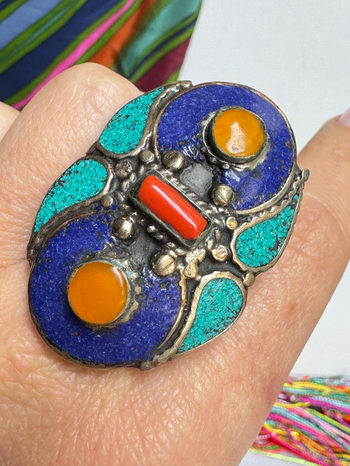 Anello nepalese mosaico vintage