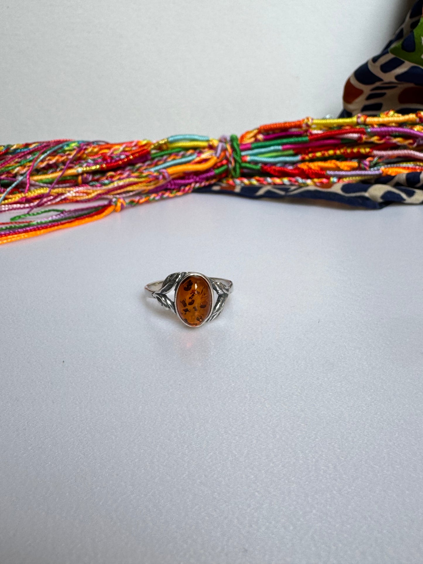 Anello argento 925 ambra misura 22 - 2AMB