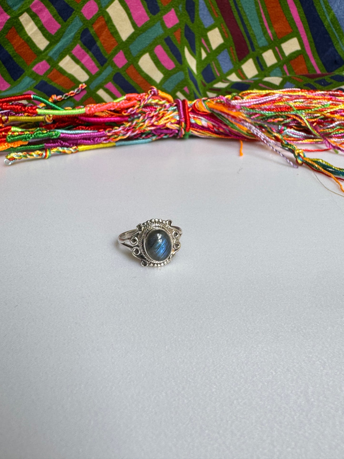 925 silver labradorite ring size 17 - 4LA
