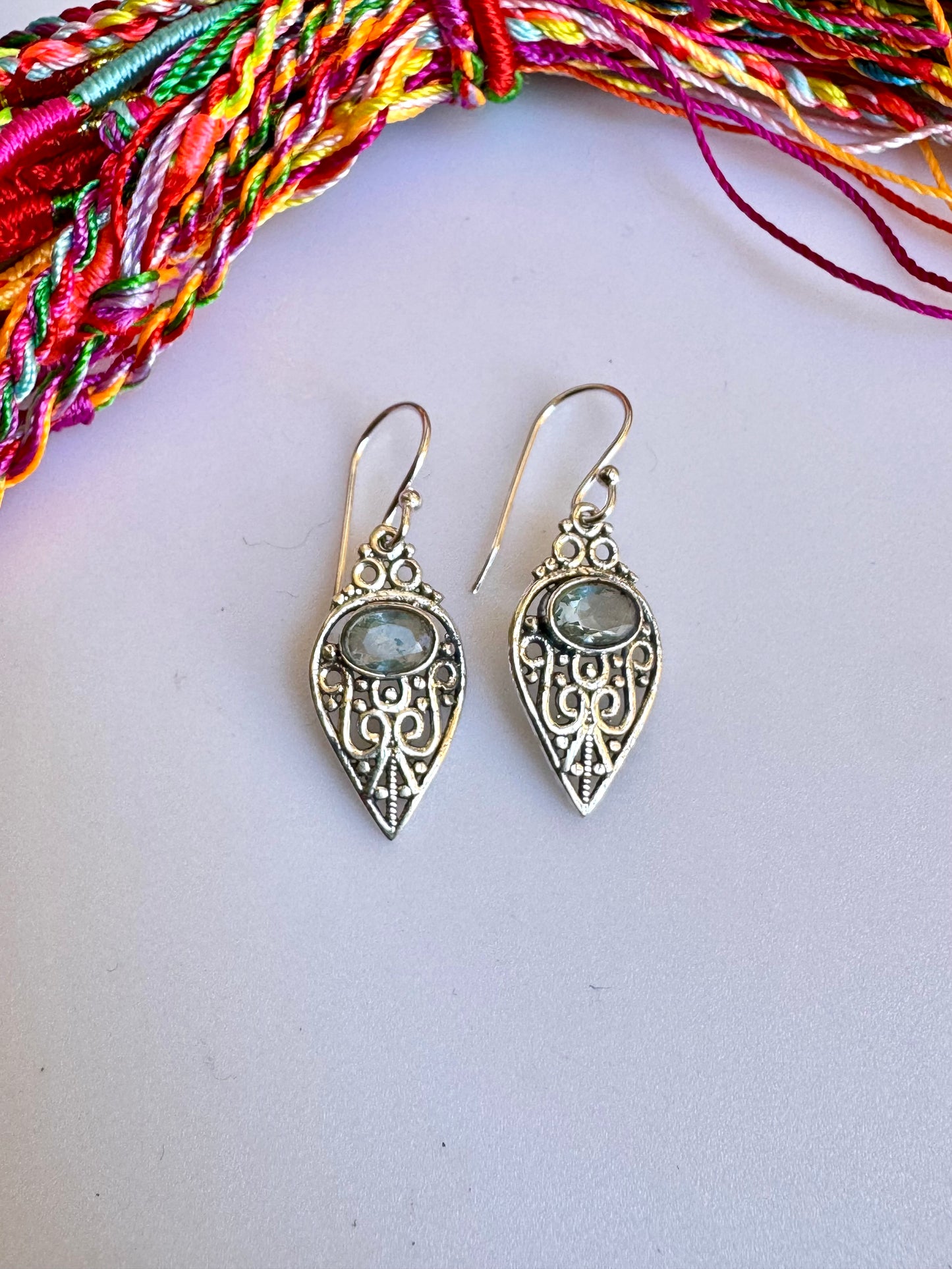 925 silver aquamarine earrings D18