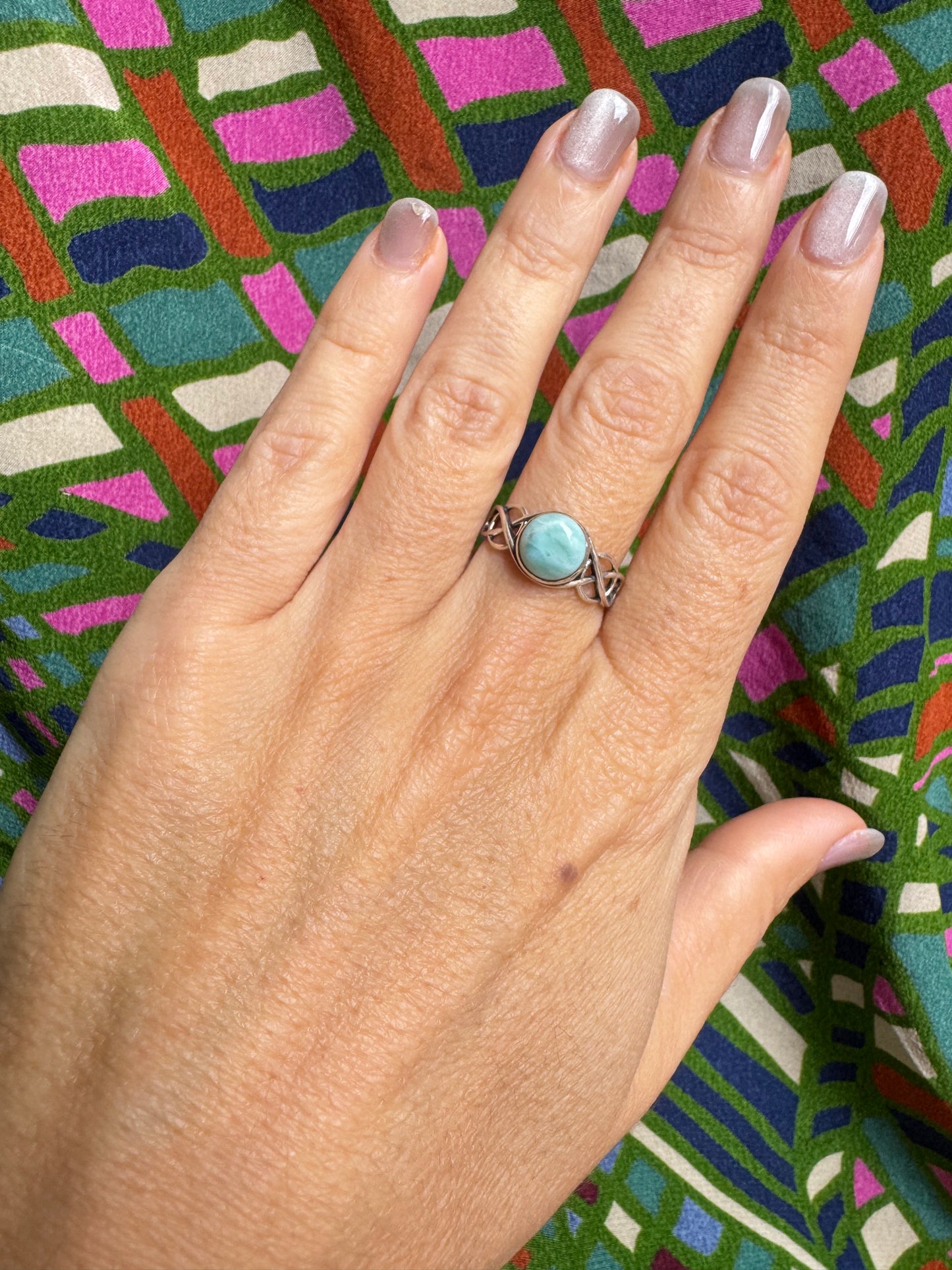 925 silver larimar ring size 17 5L