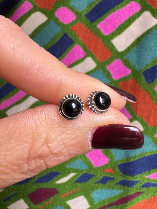 Orecchini mini lobo argento925 onice nero