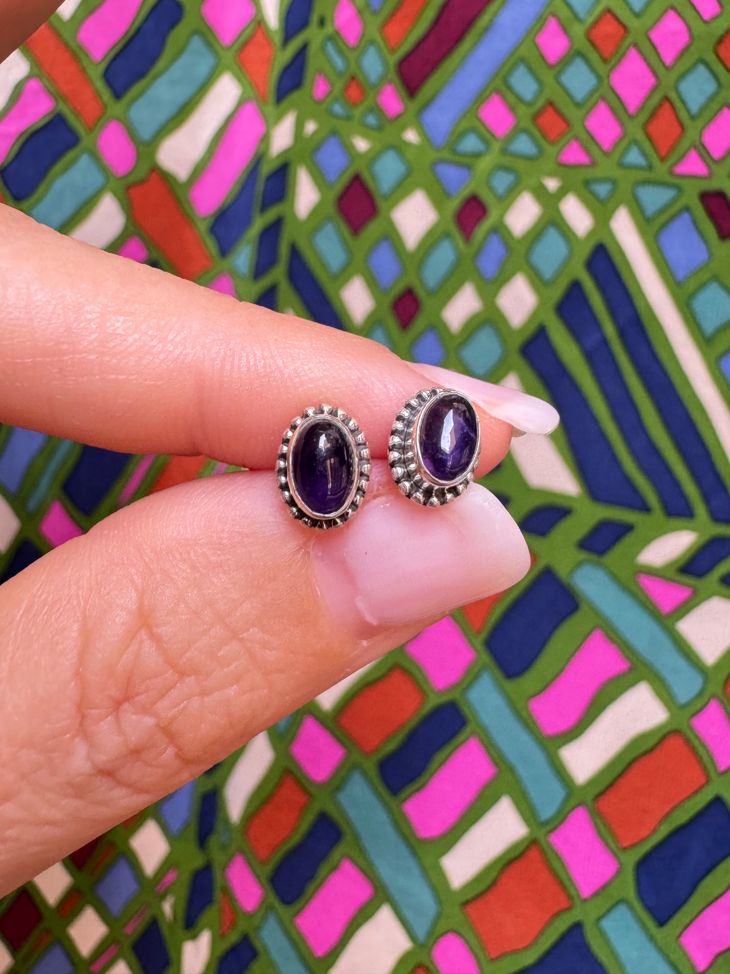 Mini lobe earrings 925 silver amethyst