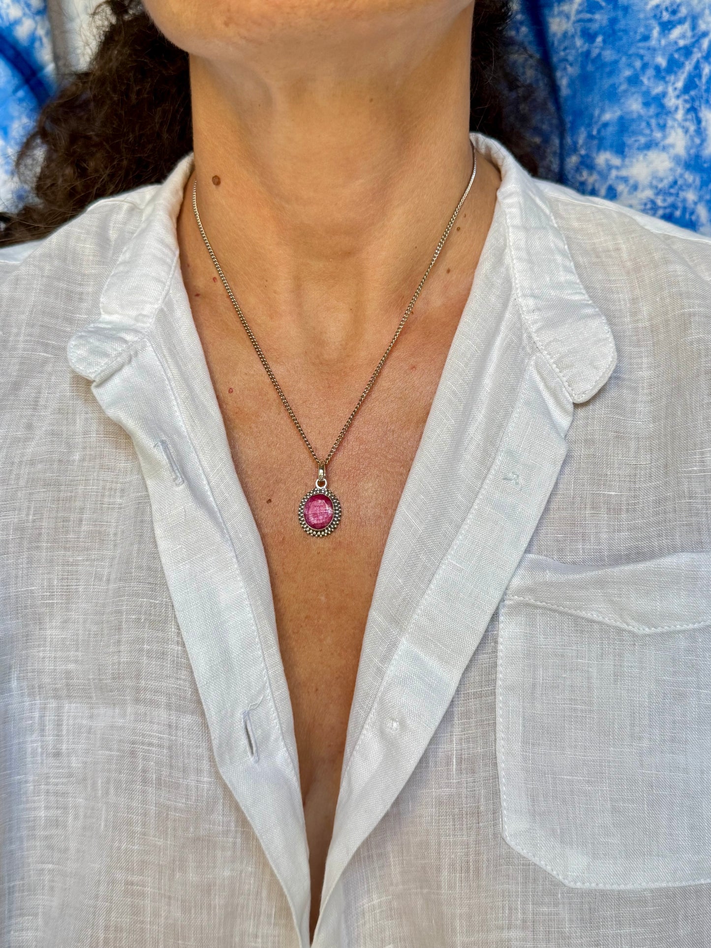 Ciondolo argento 925 radice di rubino 41K