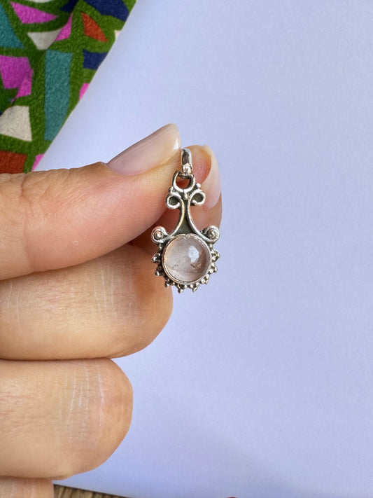 Ciondolo argento 925 quarzo rosa 37K