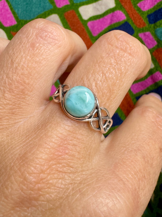 925 silver larimar ring size 17 5L