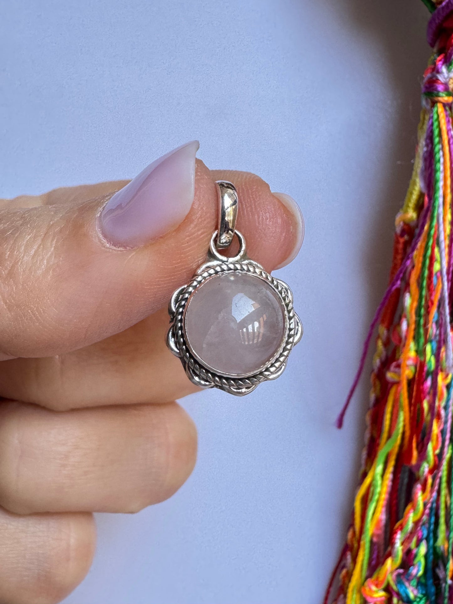 Ciondolo argento 925 quarzo rosa V15