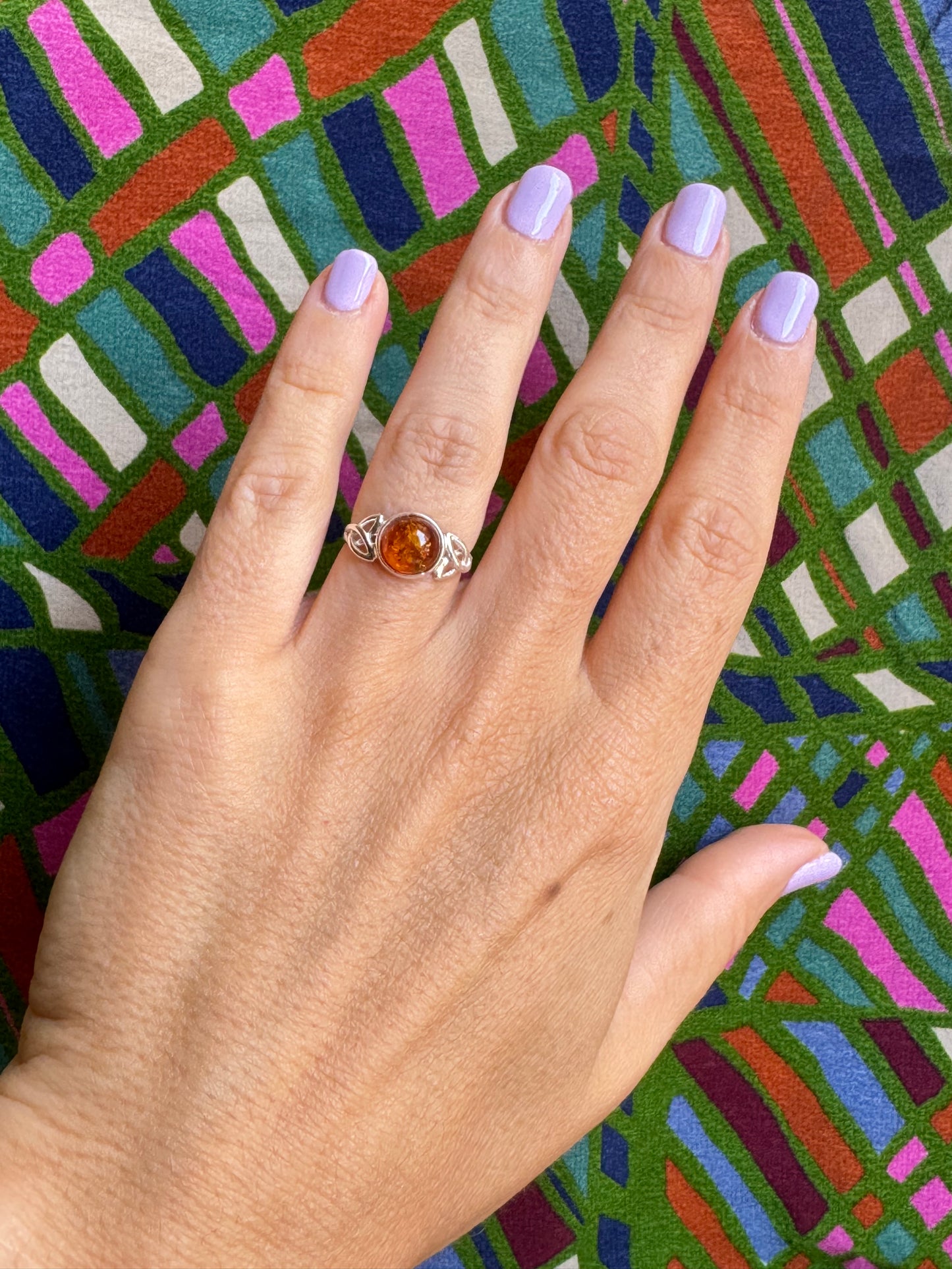 925 silver amber ring size 12 26A