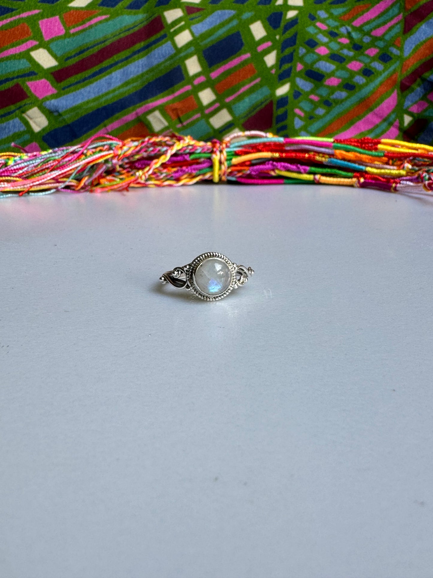 Ring silver925 Rainbow moonstone E69