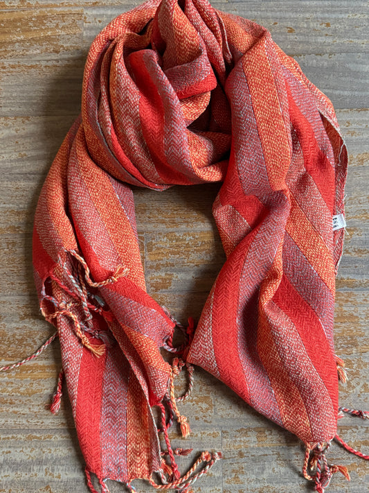 Pashmina sciarpa stola India arancio e celeste